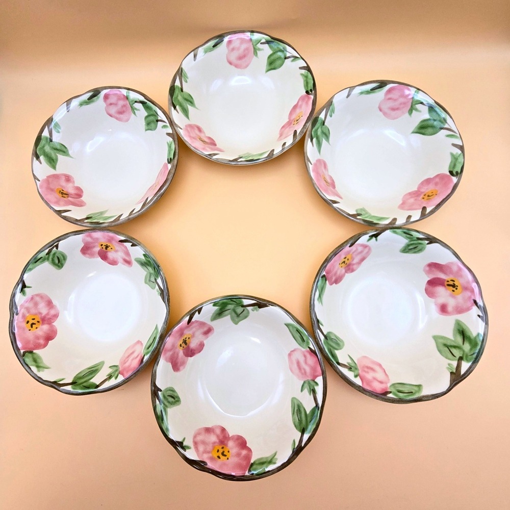 Franciscan Desert Rose Fruit Dessert Cereal Soup Bowls Set of 6 England 5.75"